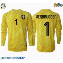 Maglie da calcio Olanda Bart Verbruggen #1 Portiere Seconda Maglia Europei 2024 Manica Lunga
